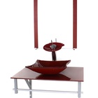 Gabinete De Vidro Para Banheiro 60cm Ac Cuba Quadrada Vermelh