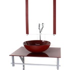 Gabinete De Vidro Para Banheiro 60cm Ac Cuba Redonda Vermelho