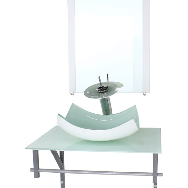 Gabinete De Vidro Para Banheiro 60cm Ac Cuba Retangular Curva