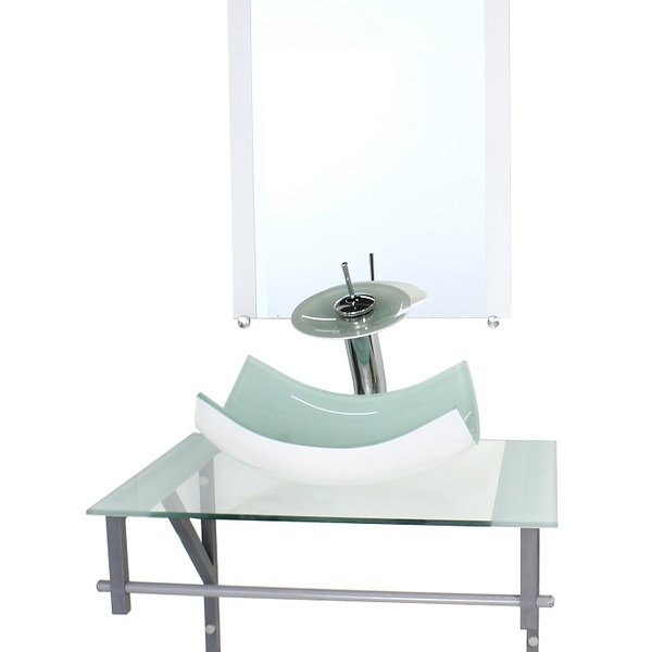 Gabinete De Vidro Para Banheiro 60cm Ac Cuba Retangular Curva