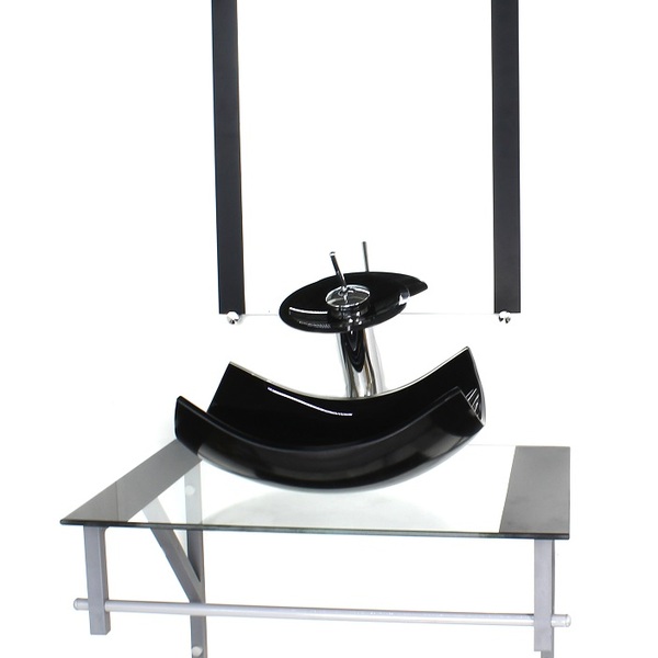 Gabinete De Vidro Para Banheiro 60cm Ac Cuba Retangular Curva