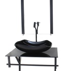 Gabinete De Vidro Para Banheiro 60cm Ap Cuba Abaulada  Preto