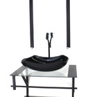 Gabinete De Vidro Para Banheiro 60cm Ap Cuba Abaulada  Preto