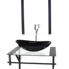 Gabinete De Vidro Para Banheiro 60cm Ap Cuba Oval  Preto