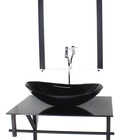 Gabinete De Vidro Para Banheiro 60cm Ap Cuba Oval  Preto Full