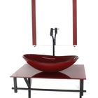 Gabinete De Vidro Para Banheiro 60cm Ap Cuba Oval  Vermelho C