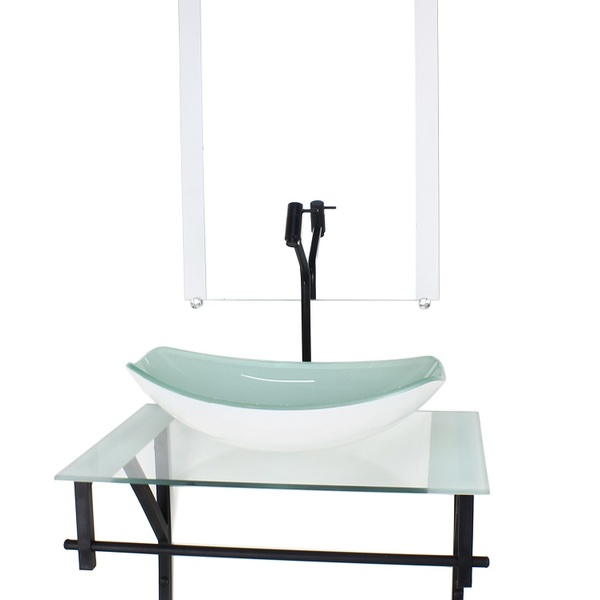 Gabinete De Vidro Para Banheiro 60cm Ap Cuba Oval Chanfrada