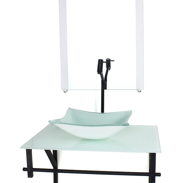 Gabinete De Vidro Para Banheiro 60cm Ap Cuba Quadrada  Branco