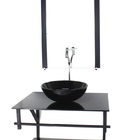 Gabinete De Vidro Para Banheiro 60cm Ap Cuba Redonda  Preto F