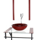 Gabinete De Vidro Para Banheiro 60cm Ap Cuba Redonda  Vermelh