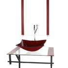 Gabinete De Vidro Para Banheiro 60cm Ap Cuba Retangular  Verm