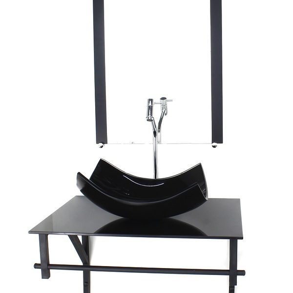 Gabinete De Vidro Para Banheiro 60cm Ap Cuba Retangular Curva