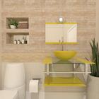 Gabinete De Vidro Para Banheiro 60cm Inox Cuba Redonda Com Si