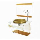 Gabinete De Vidro Para Banheiro 60cm It Inox Com Cuba Chapeu