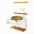 Gabinete De Vidro Para Banheiro 60cm It Inox Com Cuba Chapeu