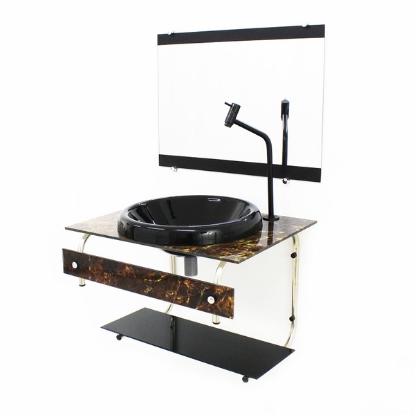 Gabinete De Vidro Para Banheiro 60cm It Inox Com Cuba Chapeu