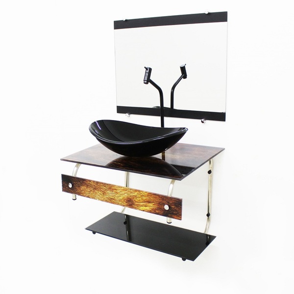 Gabinete De Vidro Para Banheiro 60cm It Inox Com Cuba Oval -