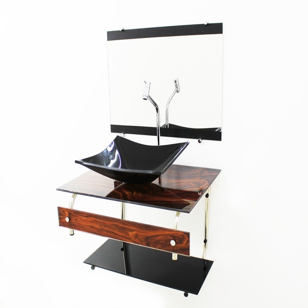 Gabinete De Vidro Para Banheiro 60cm It Inox Com Cuba Retangu