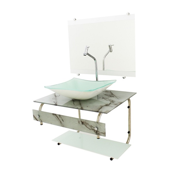 Gabinete De Vidro Para Banheiro 60cm It Inox Com Cuba Retangu