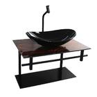 Gabinete De Vidro Para Banheiro 60cm Oval Ap Slim Madeira Nog