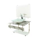 Gabinete De Vidro Para Banheiro 70cm It Inox Com Cuba Quadrad