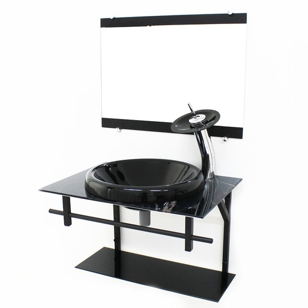 Gabinete De Vidro Para Banheiro Ap 60cm Com Cuba Chapeu - Már