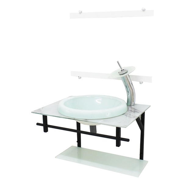 Gabinete De Vidro Para Banheiro Ap 60cm Com Cuba Chapeu - Már