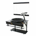 Gabinete De Vidro Para Banheiro Apx 60cm Com Cuba Chapeu - Má