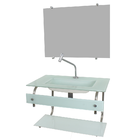 Gabinete De Vidro Para Banheiro Cuba Acoplada 60cm Inox Branco