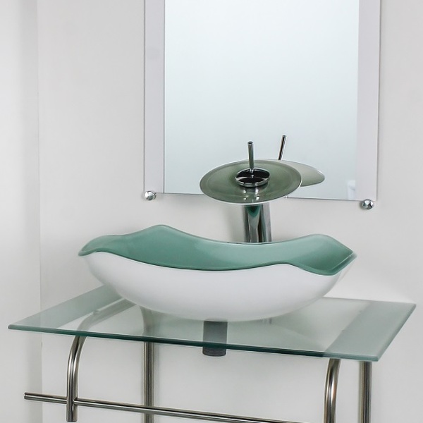 Gabinete De Vidro Para Banheiro Inox 60cm Cuba Abaulada Branco