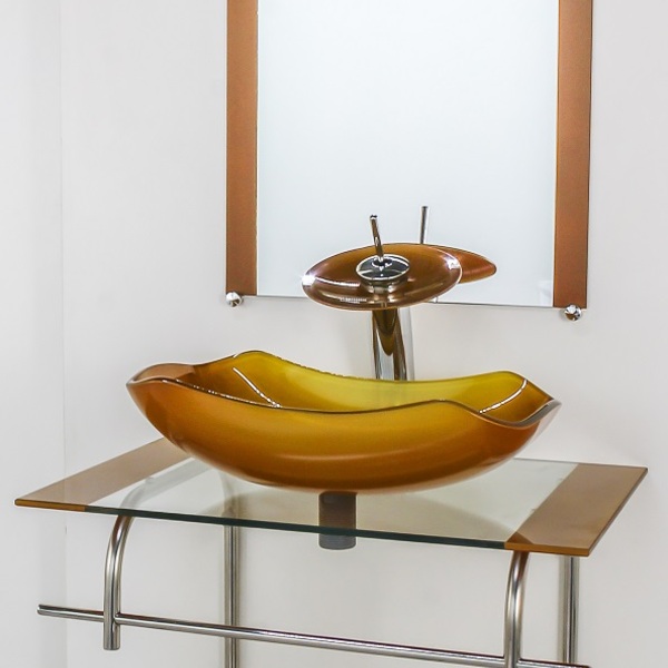 Gabinete De Vidro Para Banheiro Inox 60cm Cuba Abaulada Doura