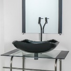 Gabinete De Vidro Para Banheiro Inox 60cm Cuba Abaulada Preto