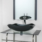 Gabinete De Vidro Para Banheiro Inox 60cm Cuba Abaulada Preto