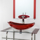 Gabinete De Vidro Para Banheiro Inox 60cm Cuba Oval Chanfrada