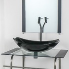 Gabinete De Vidro Para Banheiro Inox 60cm Cuba Oval Chanfrada