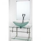 Gabinete De Vidro Para Banheiro Inox 60cm Cuba Oval Chanfrada