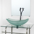 Gabinete De Vidro Para Banheiro Inox 60cm Cuba Oval Chanfrada