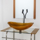 Gabinete De Vidro Para Banheiro Inox 60cm Cuba Oval Dourado R
