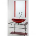 Gabinete De Vidro Para Banheiro Inox 60cm Cuba Oval Vermelho