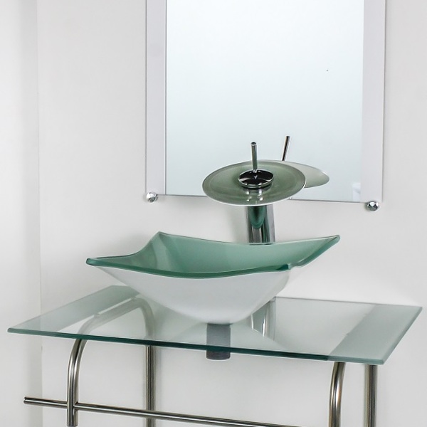 Gabinete De Vidro Para Banheiro Inox 60cm Cuba Quadrada Branco