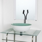 Gabinete De Vidro Para Banheiro Inox 60cm Cuba Redonda Branco