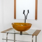 Gabinete De Vidro Para Banheiro Inox 60cm Cuba Redonda Dourad