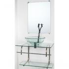 Gabinete De Vidro Para Banheiro Inox 60cm Cuba Redonda Incolor