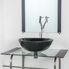 Gabinete De Vidro Para Banheiro Inox 60cm Cuba Redonda Preto