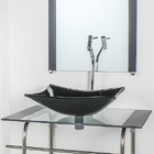 Gabinete De Vidro Para Banheiro Inox 60cm Cuba Retangular Pre