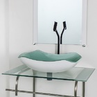 Gabinete De Vidro Para Banheiro Inox 70cm Cuba Abaulada Branco