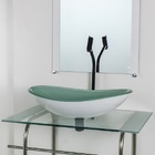 Gabinete De Vidro Para Banheiro Inox 70cm Cuba Oval Branco