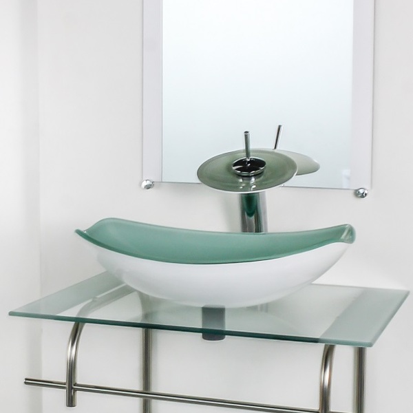 Gabinete De Vidro Para Banheiro Inox 70cm Cuba Oval Chanfrada