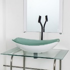 Gabinete De Vidro Para Banheiro Inox 70cm Cuba Oval Chanfrada