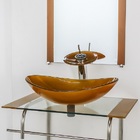 Gabinete De Vidro Para Banheiro Inox 70cm Cuba Oval Dourado R